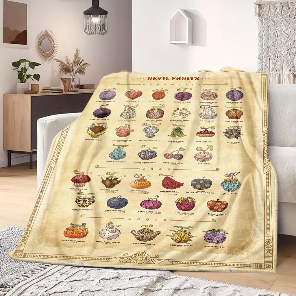 One Piece Route Map Print Blanket Warm Comfortable Flannel Blanket Suitable for Bedrooms,Sofas, Beds,Chairs 108