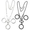 Stylish and simple geometric lines hollow figure stacking long pendant necklace combination