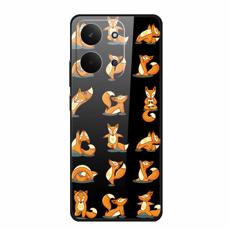 Glas-Rückseite für Redmi 15C 4G Hülle 15 C Niedliche Cartoon-Hülle aus hartem gehärtetem Glas mit weichem Stoßfänger für Redmi 15C Hüllen Coques Fundas