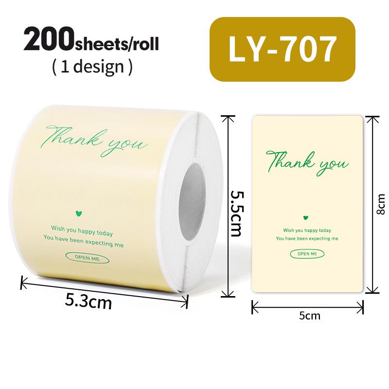 120-200Sheets/Roll Thank You Stickers DIY Decor Labels for Cake Bakery Baking Decoration Self-adhesive Label Gift Wrap Sticker