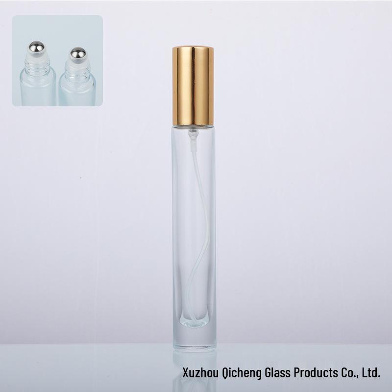 10ml Portable Glass Perfume Bottle with Spray, Roller Ball, and Lid - Silkscreen Compatible