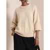 YYFS Moda feminina casual outono inverno cor sólida estampa manga comprida gola redonda suéteres