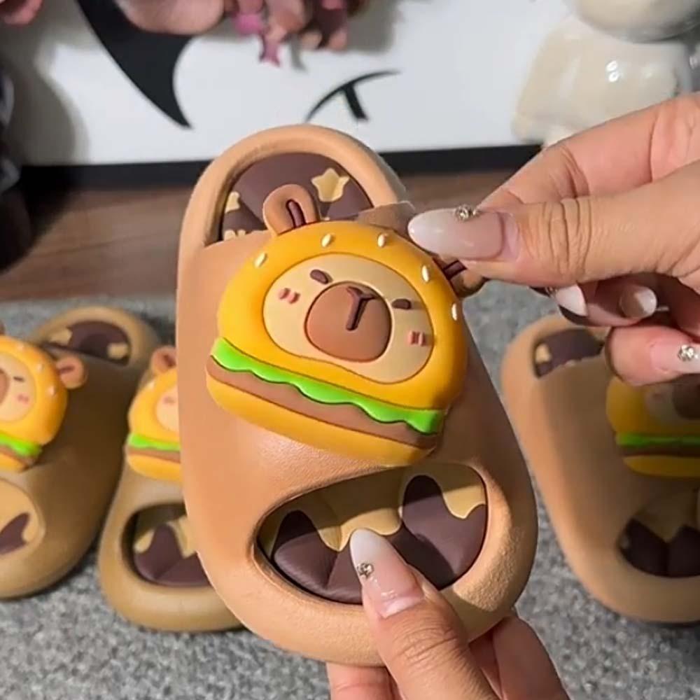 PVC Cute Capybara Slippers Thickened Children's Bathroom Sandals Cartoon Animal Slippers  Girls