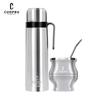 Yerba Mate Kit - Modern Mate Gourd, Bombilla, Cleaning Brush, Thermos Set Included - Premium 304 Stainless Steel (Silver)