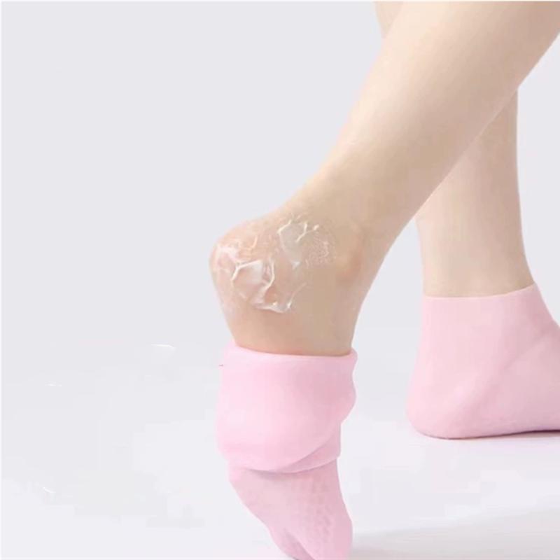 2Pairs Silicone Moisturizing Hand Gloves Foot Socks for Dry Cracked Feet Foot Care Socks Spa Pedicure Socks Massage Moisturizing Gel Gloves