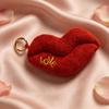 Red Lips Plush Doll Keychain - Cute Cartoon Bag Charm Gift