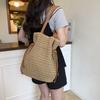Casual Large-capacity Bag Women's New Drawstring Woven Seaside Vacation Beach Shoulder Bag