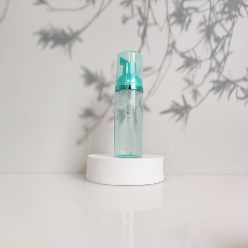 60ml Portable Transparent Green Facial Cleanser Foaming Bottle