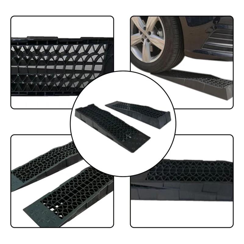 2Pcs Capacity Heavy Duty Car Ramps 70cm Plastic Portable Loading Access Ramps Lift Repair Maintenance Jack Lift Tool For 5000KG