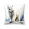 Watercolor Standing In The Snow Polar Bear Square Pillowcase Cushion Cover Pillow Case Throw Pillow Cover Home Sofa Living Room