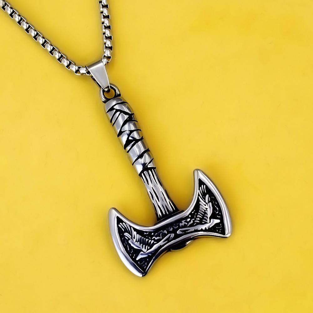 Antique Titanium Steel Viking Cross Necklace For Men Fade Resistant Pendant Jewelry