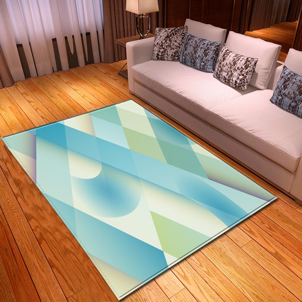 Line Printing Three-Dimensional Carpet Living Room Runway Green Floor Mat