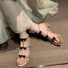 Fashion Luxury Bowknot Thick Heel Sandals Women Elegant Ankle Strap Party Shoes Woman 2025 Med Heels Gladiator Sandalias Mujer