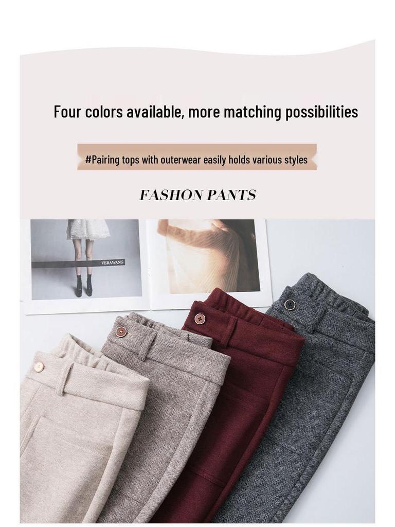 Women's High-Waisted Wool Micro-Flared Pants - Slimming Straight Leg for Spring and Autumn 2025