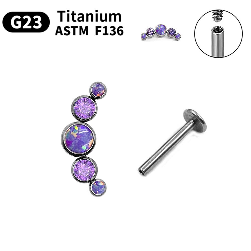 G23 Titanium Stud Earrings16G Piercing Set Ear Tragus Cartilage Zircon Opal Body Jewelry Helix Daith Lip Lobe Pin