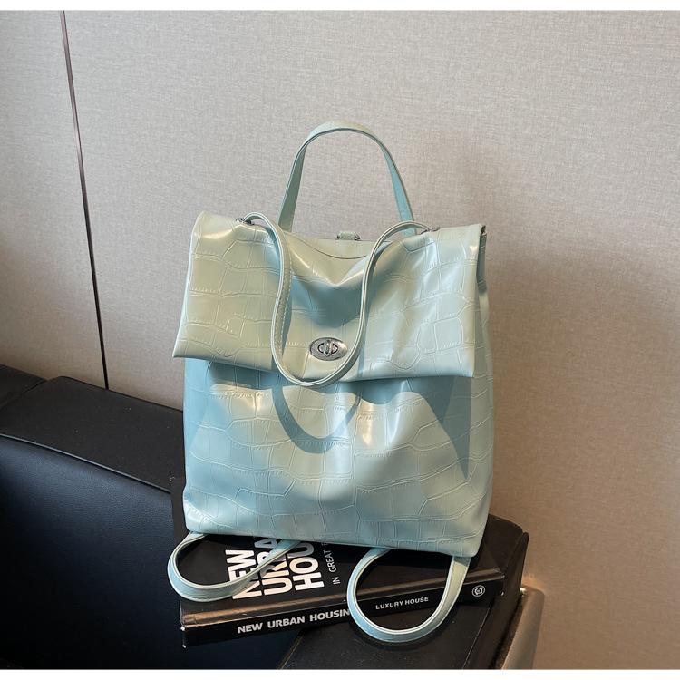 

2025 spring new casual versatile women s backpack large capacity retro bag women s fashion commuter texture backpack синий