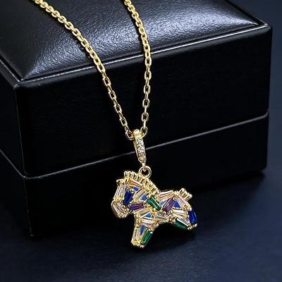 Luoxi Tempel S925 Zilver Dierenriem Paard Ketting met Kleurrijke Diamanten - 2026 Dopamine Mode Collectie.