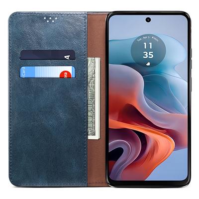 Funda para Motorola Edge 50 Neo 5G/Moto S50 5G/Thinkphone 25 5G Textura Caballo Loco Cuero Encerado Billetera Soporte Cubierta