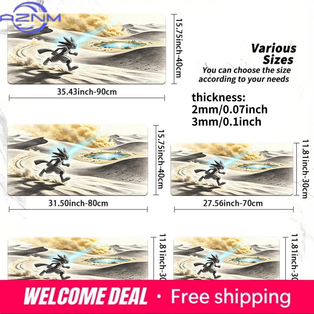 Lucario Desert Sketch Power TCG Playmat NonSlip Desk Mat 30x80x0.2cm