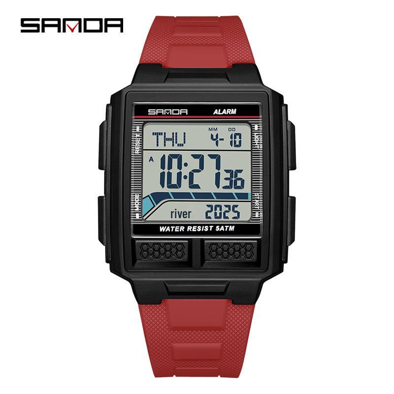 SANDA Youth Sports Luminous Waterproof Multifunction Watch with World Time & Alarm