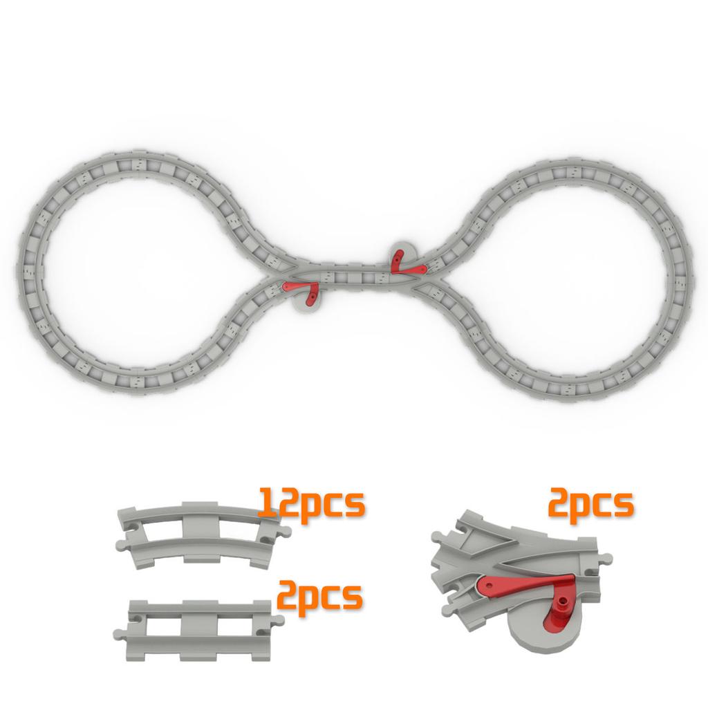 Big Building Block Light Gray Railroad Track Compatible Duplo Trains Parts Kit Platform Curved Track Toy Set For Children'S Gift
