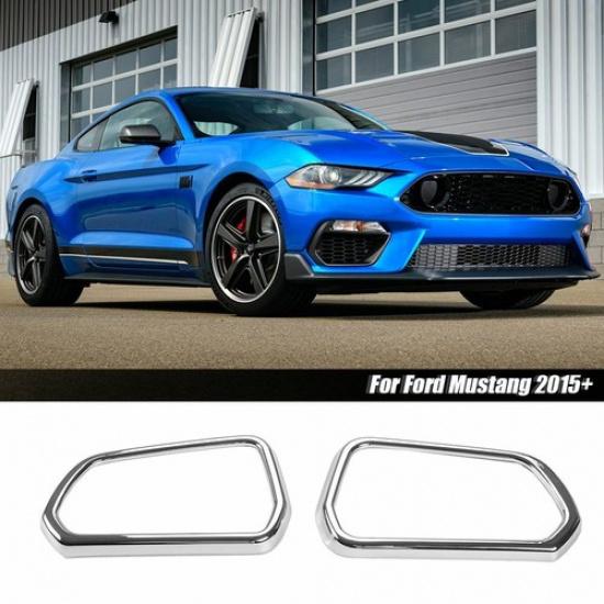 Exterior Side Mirror Frame Trim Decor Cover Ring for Ford Mustang 2015+ Chrome