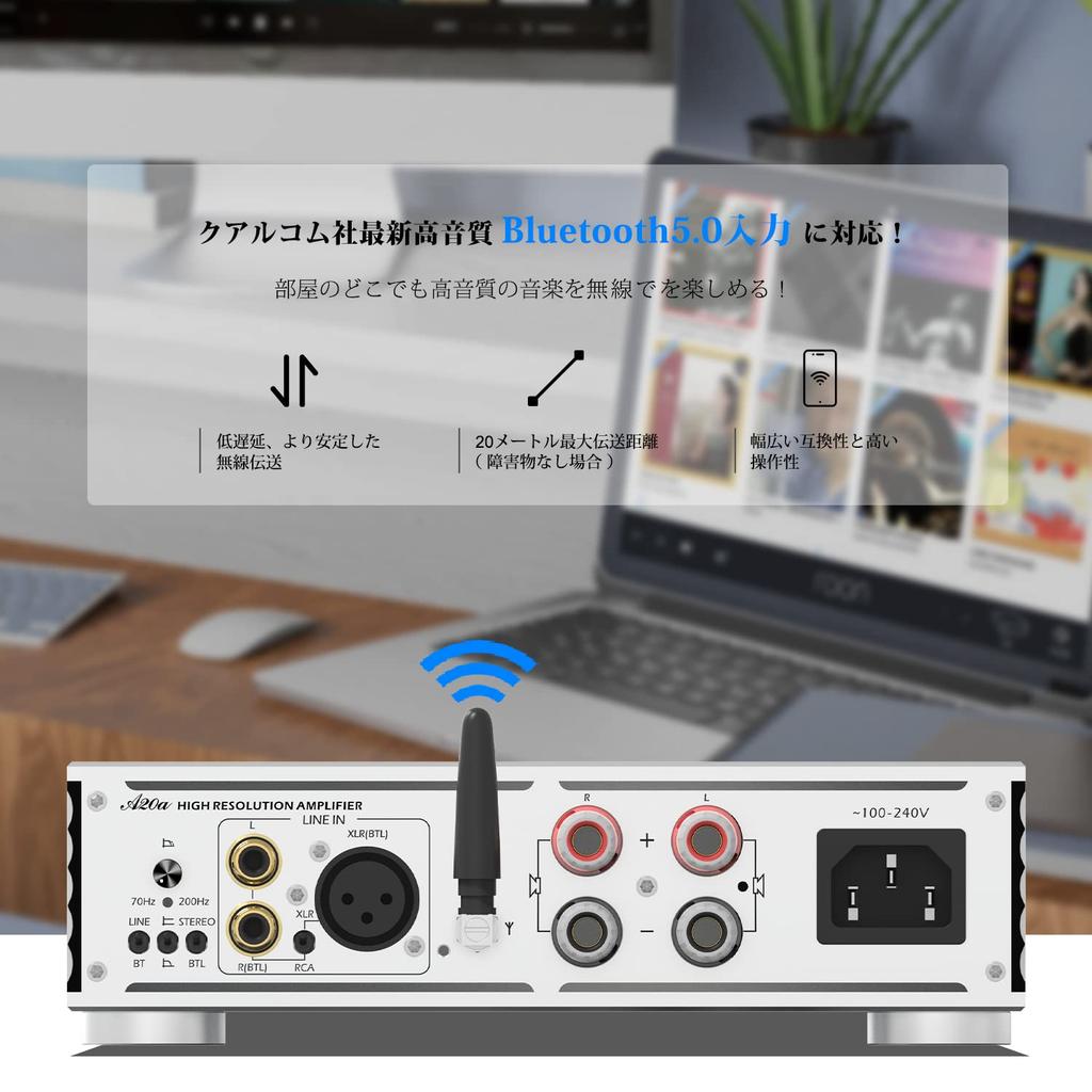 Amplificatore Sabaj A20a Amplificatore di Potenza Bluetooth Full Pass Classe D 1ch Amplificatore Audio Digitale BTL 350W 5.0 Stereo/Mono Range/Basso HI-FI 2.0ch
