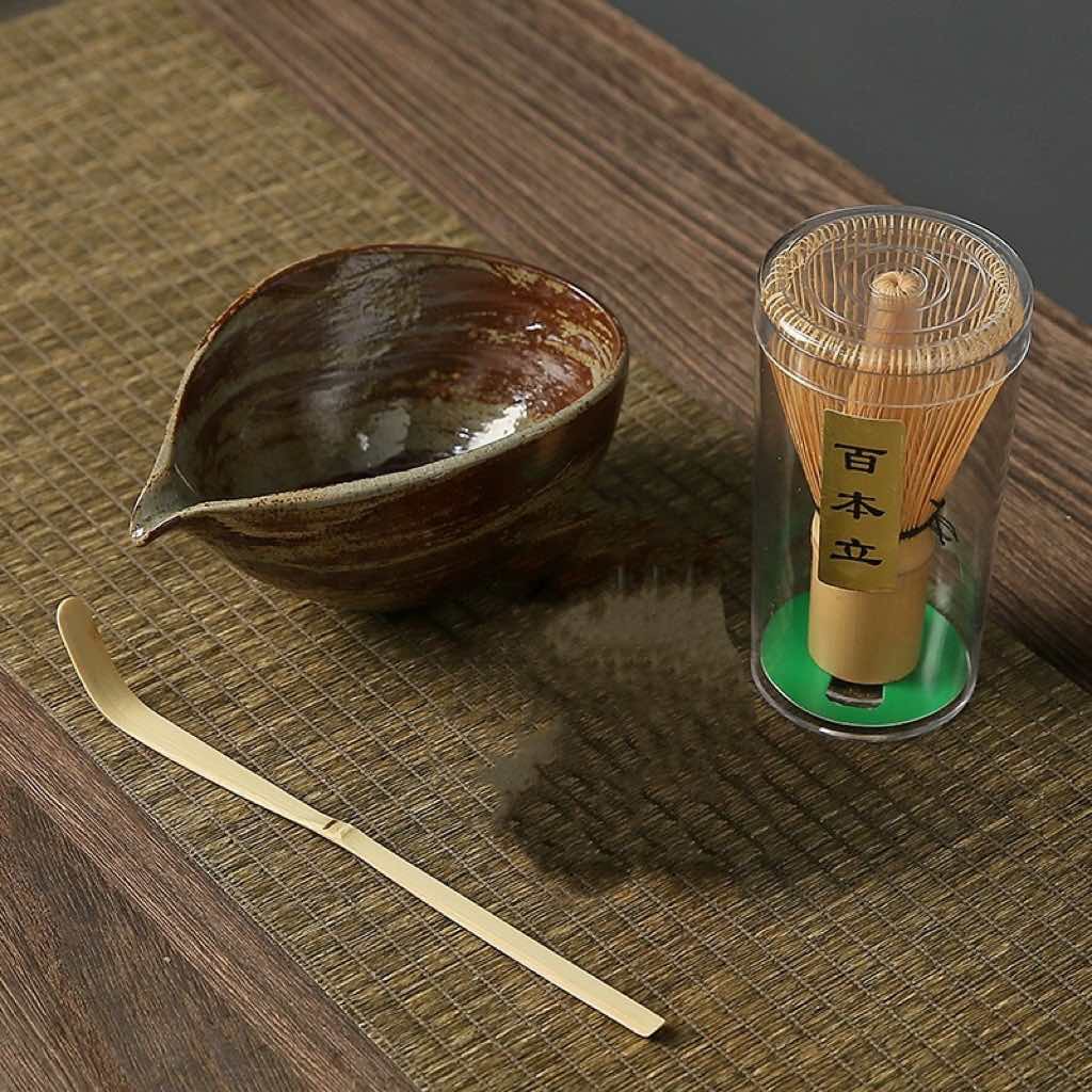 3/4pcs Handmade Home Easy Clean Matcha Tea Set Tool Stand Kit Bowl Whisk Scoop Gift Ceremony Traditional Japanese Accessories