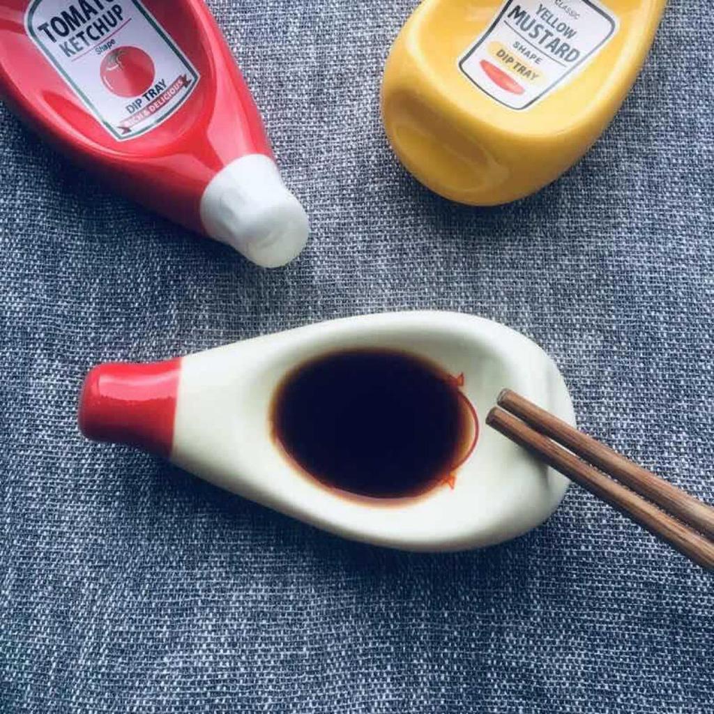 Modern Minimalist Ceramic Condiment Dish Set: Includes Irregular Chili, Salad, Ketchup, Mustard, and Soy Sauce Dishes