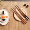 4 Pairs of Handmade Japanese Natural Chestnut Wood Sushi Chopsticks Reusable Chopstick Set Value Gift Sushi Chinese Food Tie