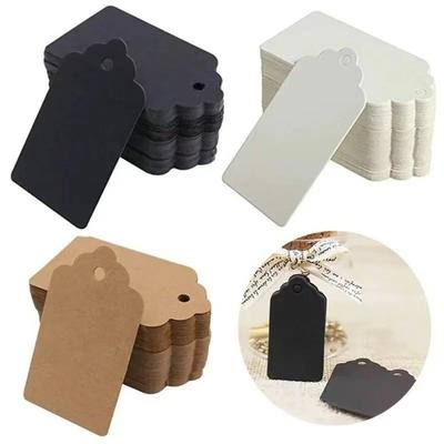 100Pcs Handmade Packaging Label Vintage with String DIY Scallop Label Reusable Multi-functional Kraft Paper Hang Tags