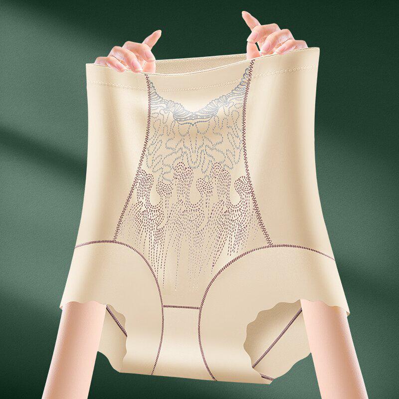 High Waist Embroidery Seamless Shaping Pants for Women - Breathable Abdomen Control Underwear