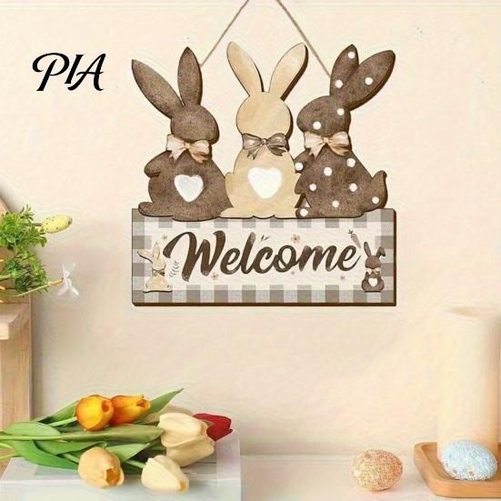 Outdoor Entrance Sign Wooden Welcome Sign, Rustic Door Hanging 2D Daisy Butterfly Print, Home Decoration Halloween Thanksgiving Easter Seasonal