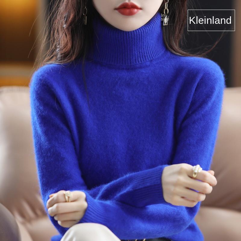 Women's Clothing For Autumn Winter 100% Mink Plush Turtleneck Pullover Sweater Ladies Cashmere Sweater