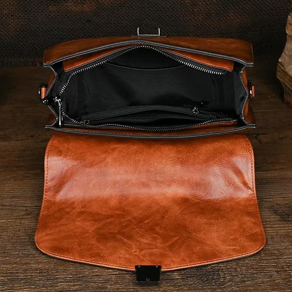 Johnature Borsa da donna in pelle goffrata fatta a mano, borsa vintage, borse a tracolla e a spalla versatili