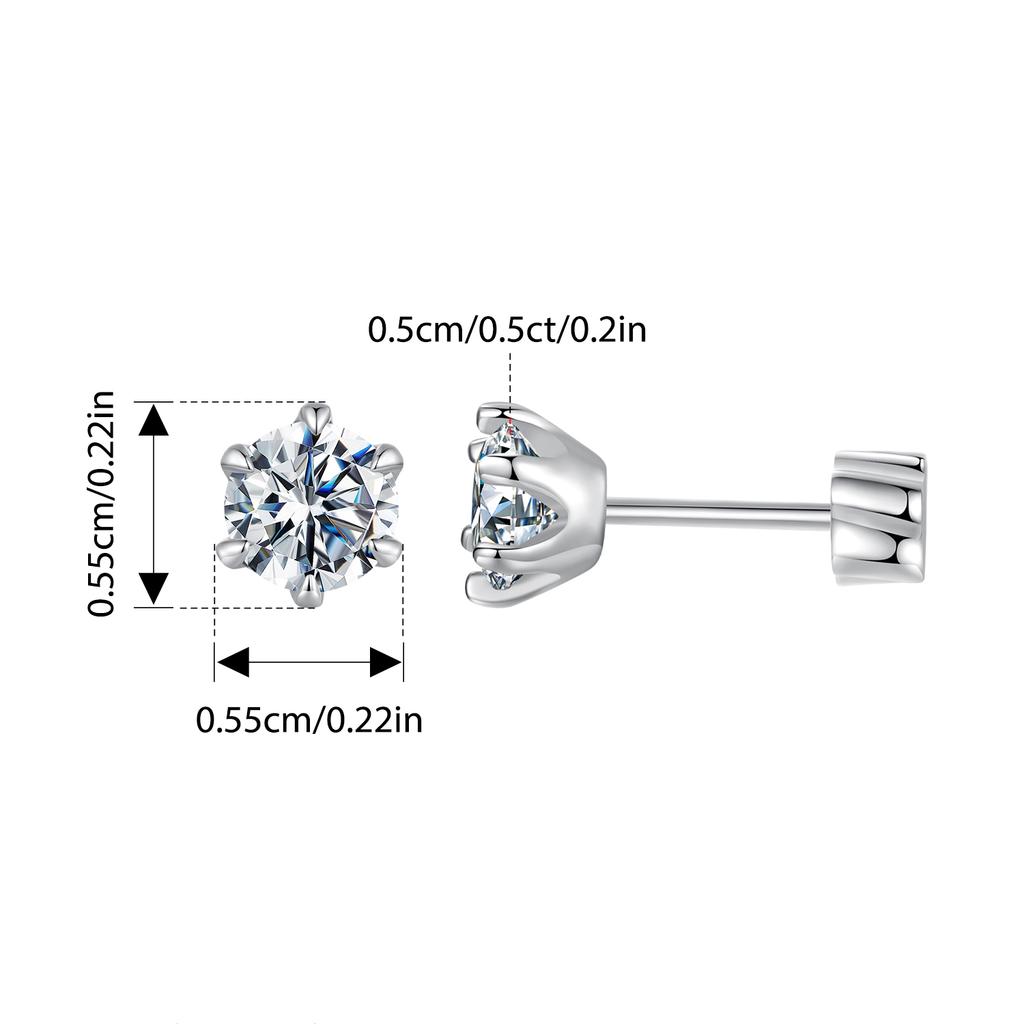 WOSTU Moissanite Wedding Stud Earrings For Women S925 Sterling Silver Classic 6-claw design Bride Diamond Studs Valentines Gift