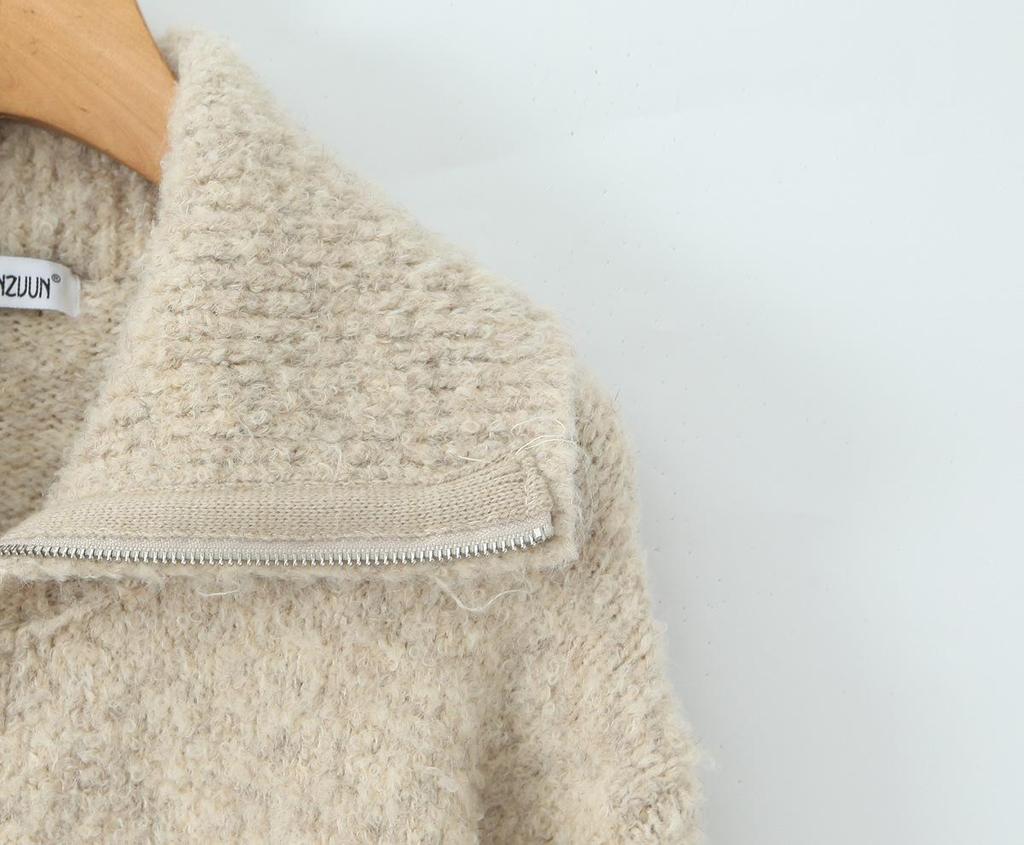 2025 Autumn/Winter Women's Double Zipper Lapel Cardigan Sweater - Versatile Casual Top