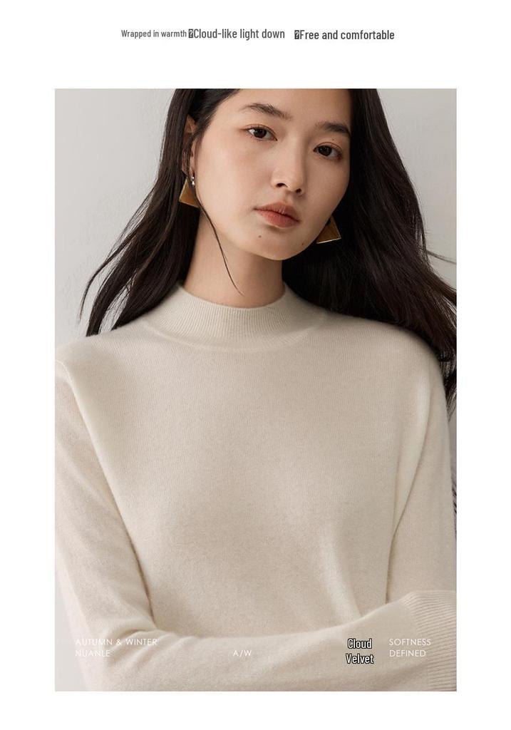 Lekasha Women's Seamless 12-Gauge Cashmere Knitwear: Autumn/Winter Half-High Neck Sweater