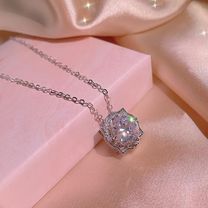 Ms Fashion Exquisite Zircon Geometric Earrings Necklace Adjustable Ring Three Piece Set