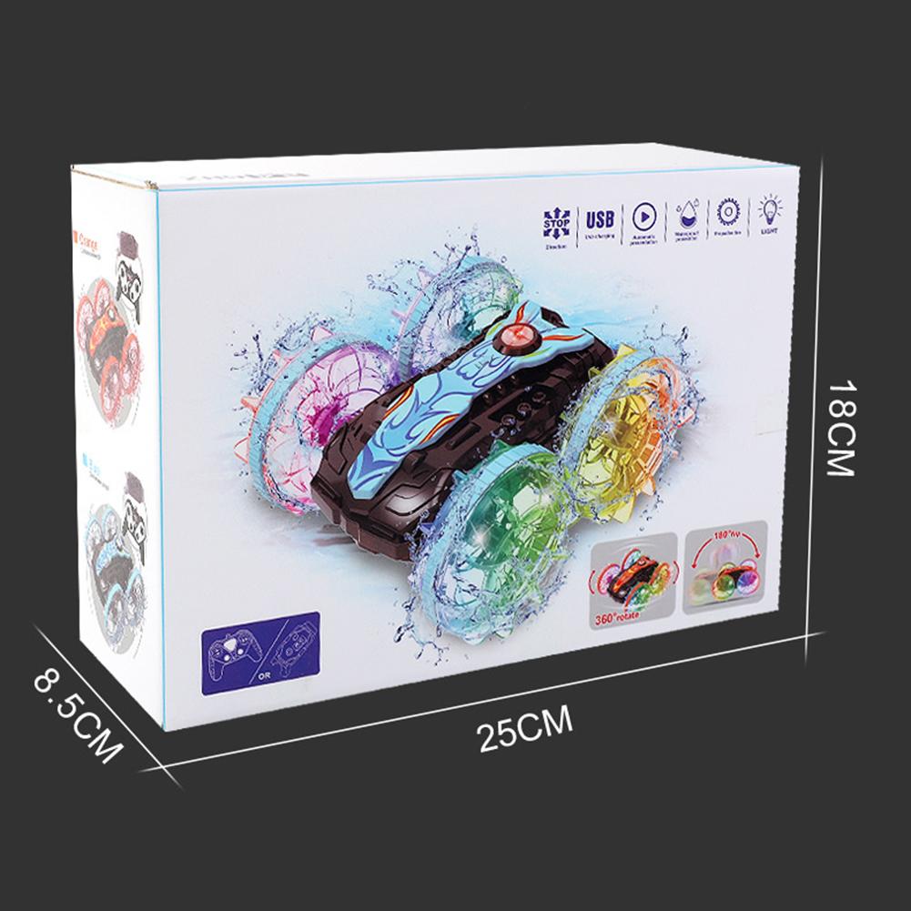 2.4G Amphibious Remote Control Car 4WD RC Stunt Car With LED Lights Double Sided Flips Rotating RC Boat Toy Gifts For Kids