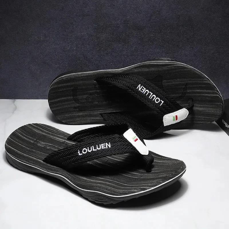Fashion Summer Slippers Men Flip Flops Beach Sandals Non-slip Casual Flat Shoes 2024 Slippers Indoor House Shoes For Men Outdoor Slides