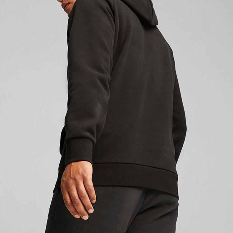 Puma Solid Color Casual Oversized Hooded Sweatshirt With Large Pockets Men Tops Black 625301-01