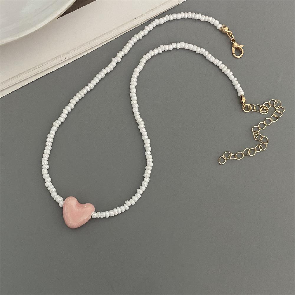 Korean Fashion Ceramics Love Heart Choker Necklace for Women Girl Colorful New Fashion Neck Jewelry