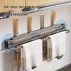 Porta coltelli da cucina pieghevole da parete senza fori con supporto a ventosa multifunzionale in acciaio inossidabile