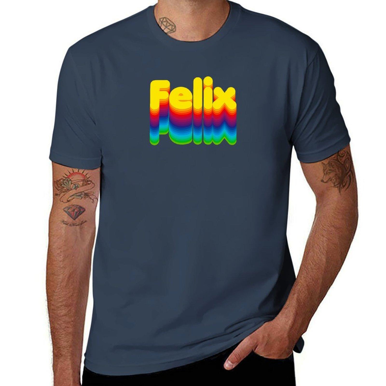 Rainbow Layers Felix Name Label Tshirt Casual Pattern Print Tee Shirt S