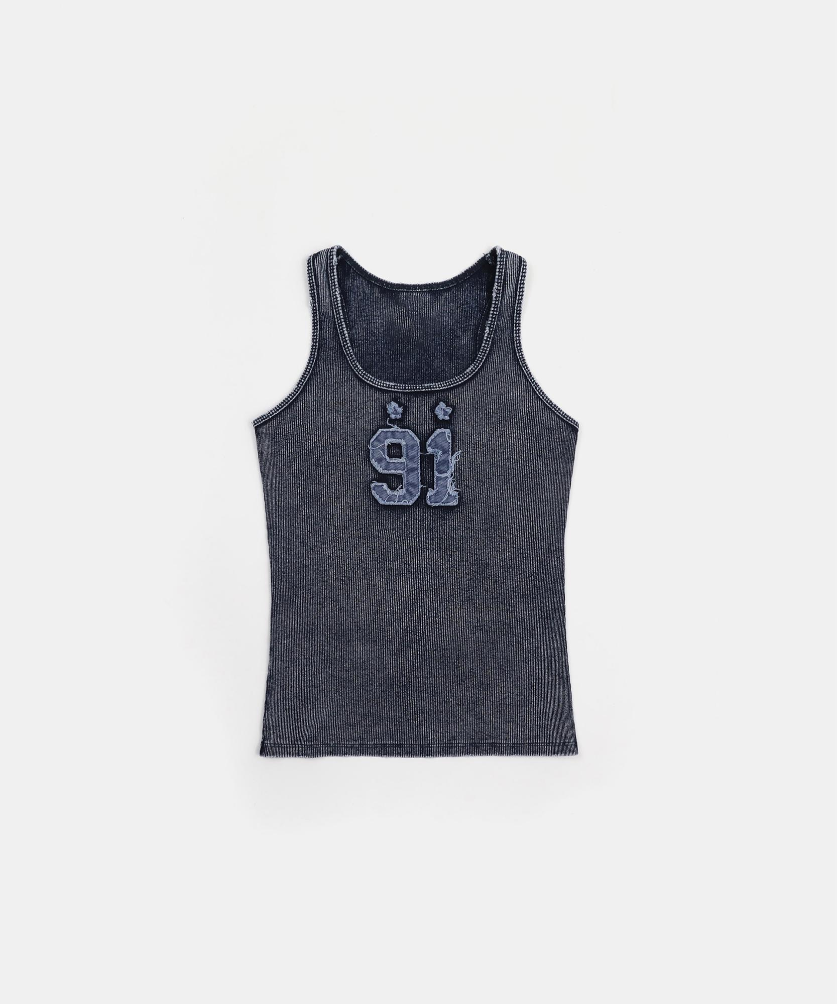 Bad Blood Rusty Denim Tank Top - Blue S