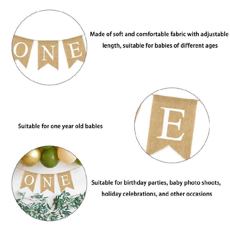 Elegant Celebration Banners for Infants Soft Linen Swallowtail Flag Jewelry Babies 1 Year Birthday Party Decorations