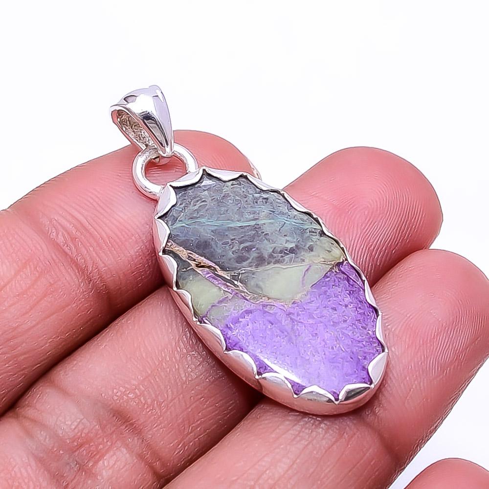 

Variscite In Purpurite -Faires Tin Mine 925 Sterling Silver Pendant 1.56 P16