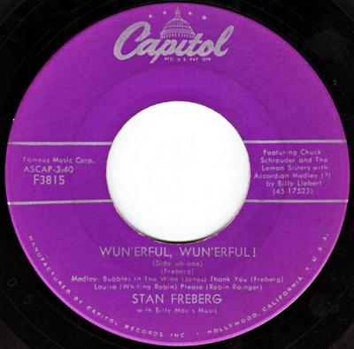 7inch Record STAN FREBERG - Wun'erful, Wun'erful! F3815 Capitol Records 1957 US Pop Used