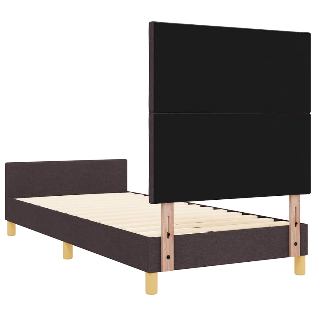 Bed Frame with Headboard Dark Brown 90 x 190 cm Fabric